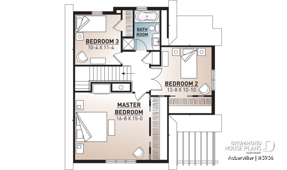 2nd level - Great 3 bedroom transitional style cottage with open layout concept and fireplace, large deck - Aubervillier