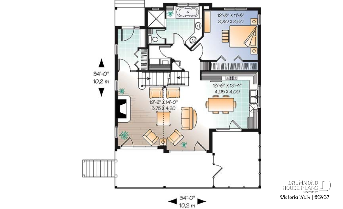 1st level - 3 bedroom country cottage with mezzanine and open floor plan concept - Wisteria Walk
