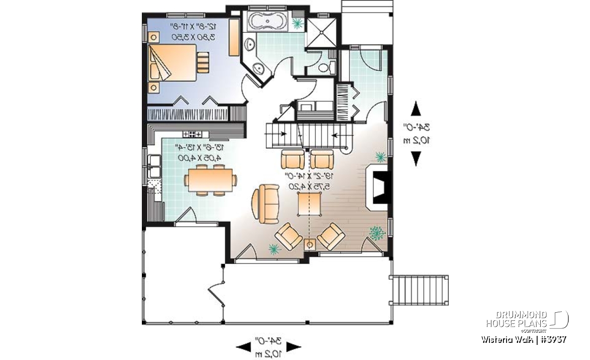 1st level - 3 bedroom country cottage with mezzanine and open floor plan concept - Wisteria Walk