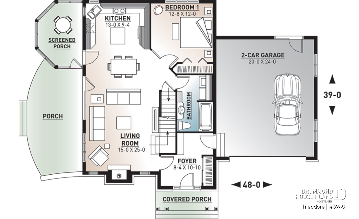 1st level - Panoramic 3 bedroom manor with screened porch, garage &amp; bonus space - Theodore