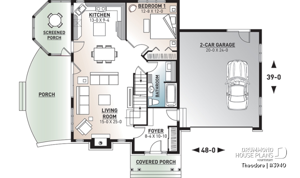 1st level - Panoramic 3 bedroom manor with screened porch, garage &amp; bonus space - Theodore