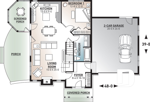 1st level - Panoramic 3 bedroom manor with screened porch, garage & bonus space - Theodore