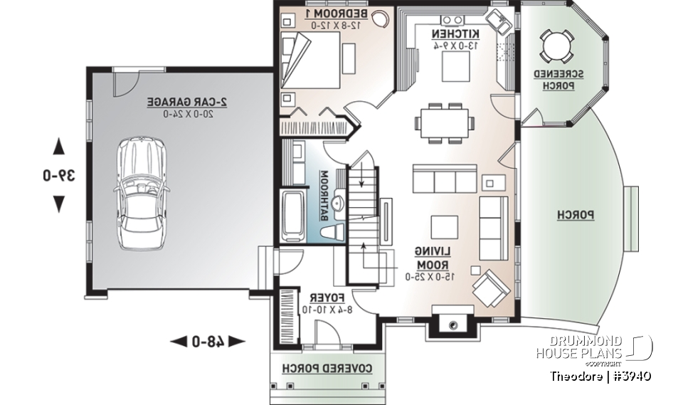 1st level - Panoramic 3 bedroom manor with screened porch, garage &amp; bonus space - Theodore