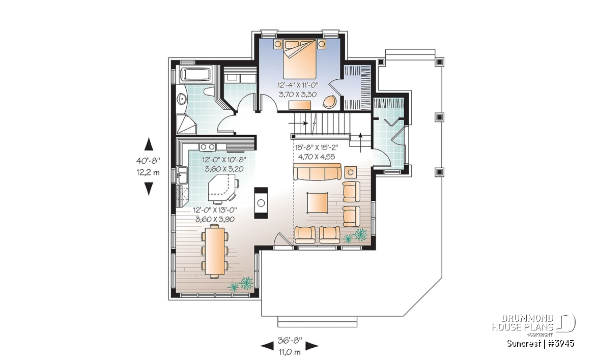 1st level - Open floor plan lakefront Country Cottage, master bedroom on main, double sided fireplace &amp; covered terrace - Suncrest