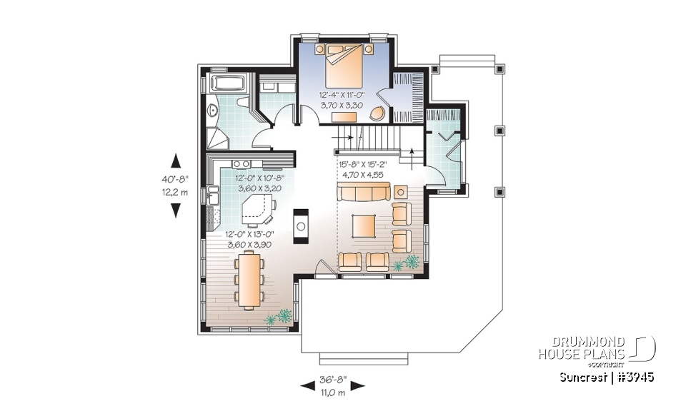 1st level - Open floor plan lakefront Country Cottage, master bedroom on main, double sided fireplace &amp; covered terrace - Suncrest