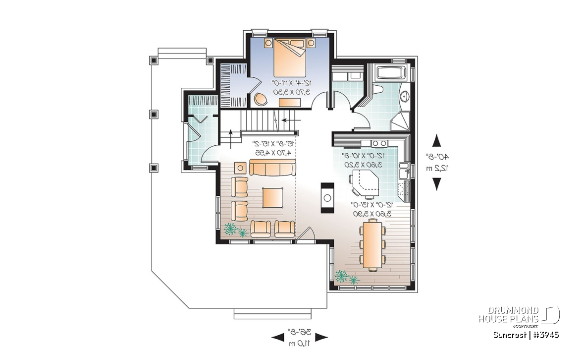 1st level - Open floor plan lakefront Country Cottage, master bedroom on main, double sided fireplace &amp; covered terrace - Suncrest
