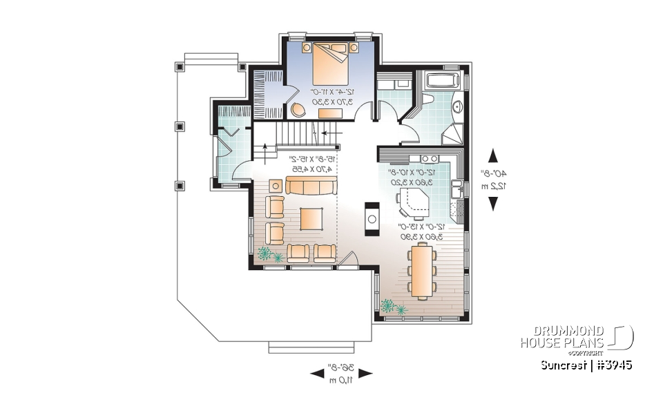 1st level - Open floor plan lakefront Country Cottage, master bedroom on main, double sided fireplace &amp; covered terrace - Suncrest