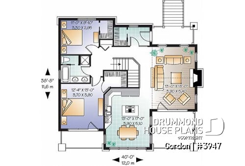 1st level - 2 storey Northwest style cottage plan, 2-4 beds, fireplace, balconies, walkout basement, 9' ceiling on main - Gordon