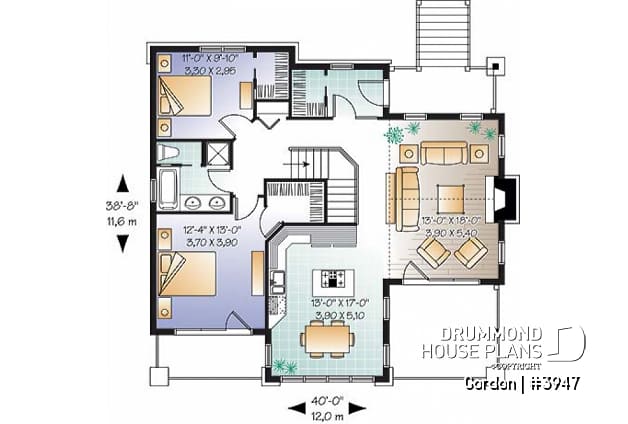 1st level - 2 storey Northwest style cottage plan, 2-4 beds, fireplace, balconies, walkout basement, 9' ceiling on main - Gordon