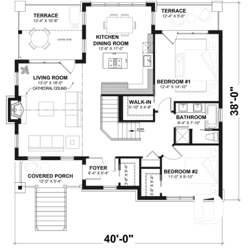 1st level - 2 storey Northwest style cottage plan, 2-4 beds, fireplace, balconies, walkout basement, 9' ceiling on main - Gordon