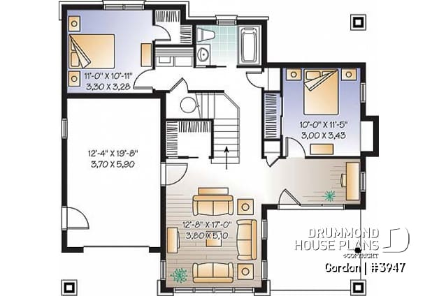 Basement - 2 storey Northwest style cottage plan, 2-4 beds, fireplace, balconies, walkout basement, 9' ceiling on main - Gordon