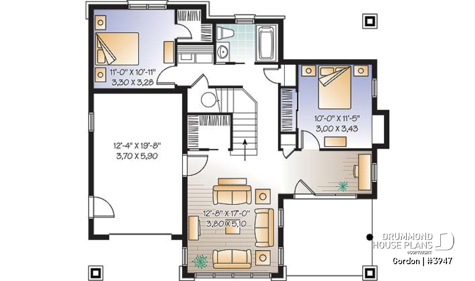 Basement - 2 storey Northwest style cottage plan, 2-4 beds, fireplace, balconies, walkout basement, 9' ceiling on main - Gordon