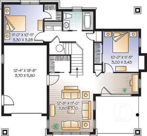 Basement - 2 storey Northwest style cottage plan, 2-4 beds, fireplace, balconies, walkout basement, 9' ceiling on main - Gordon
