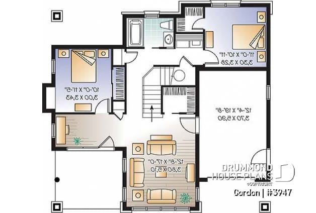 Basement - 2 storey Northwest style cottage plan, 2-4 beds, fireplace, balconies, walkout basement, 9' ceiling on main - Gordon