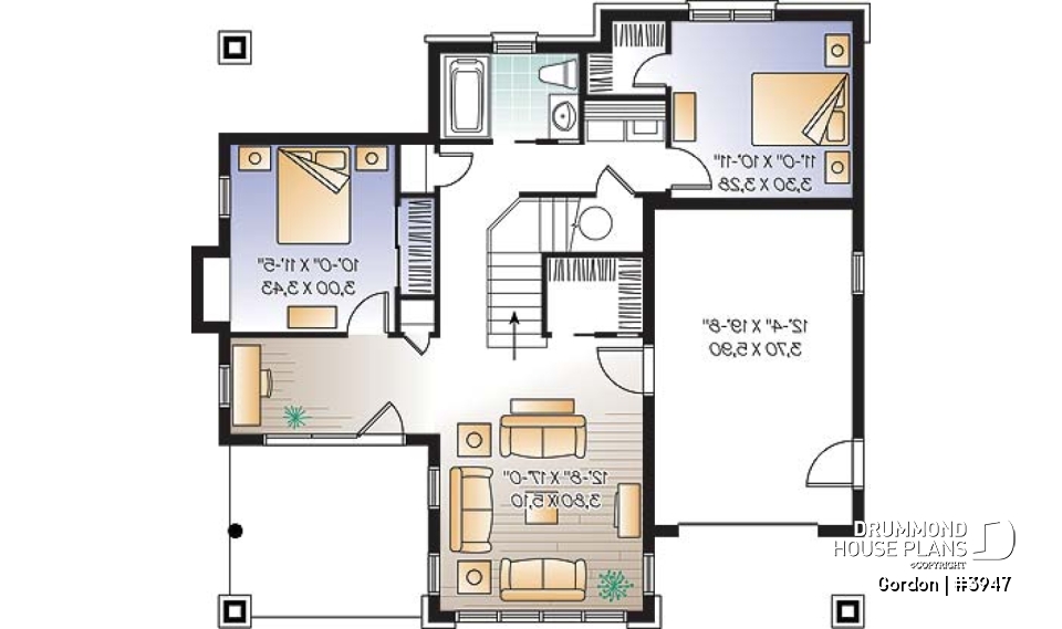 Basement - 2 storey Northwest style cottage plan, 2-4 beds, fireplace, balconies, walkout basement, 9' ceiling on main - Gordon