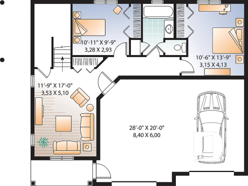 Basement - Panoramic 4 bedroom lakefront or mountain house plan, reverse floor plans, 2-car garage - Southampton