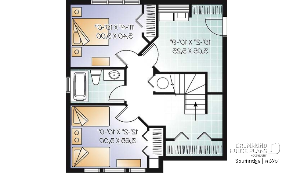 Finished basement (Optional $) - Panoramic scandinavian cottage, 1 à 3 bedroom ski chalet house plan with mezzanine - Southridge