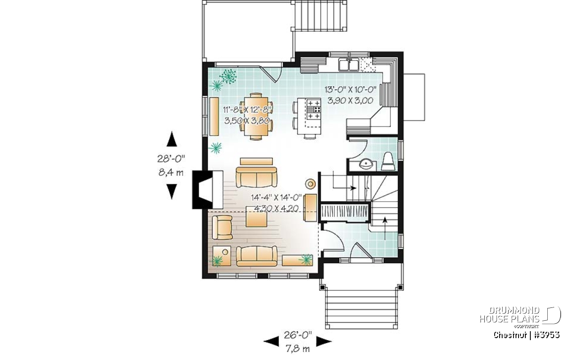 1st level - 1 to 3 bedroom cottage house plan, cathedral ceiling, great master suite, pantry, and more! - Chestnut