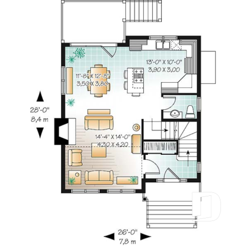 1st level - 1 to 3 bedroom cottage house plan, cathedral ceiling, great master suite, pantry, and more! - Chestnut