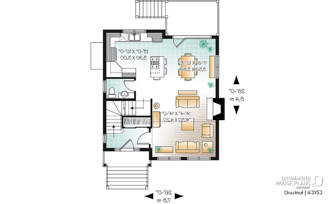 1st level - 1 to 3 bedroom cottage house plan, cathedral ceiling, great master suite, pantry, and more! - Chestnut
