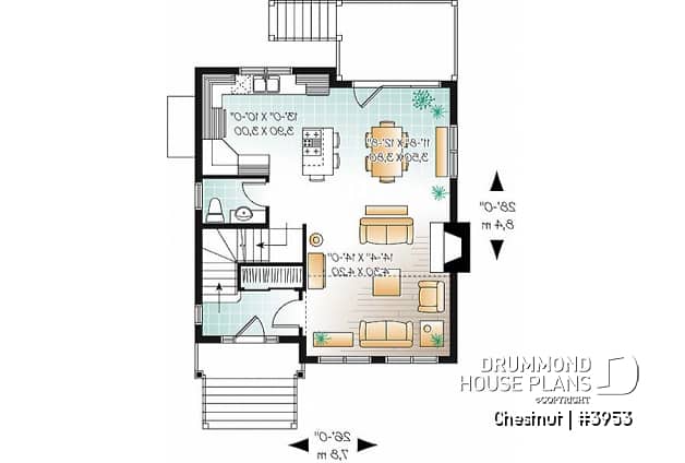 1st level - 1 to 3 bedroom cottage house plan, cathedral ceiling, great master suite, pantry, and more! - Chestnut
