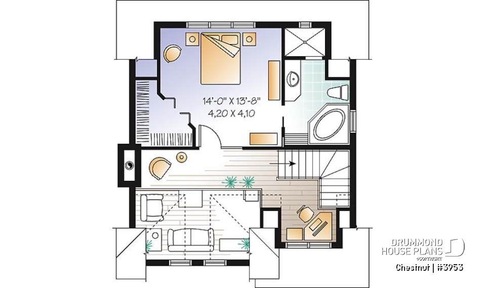 2nd level - 1 to 3 bedroom cottage house plan, cathedral ceiling, great master suite, pantry, and more! - Chestnut