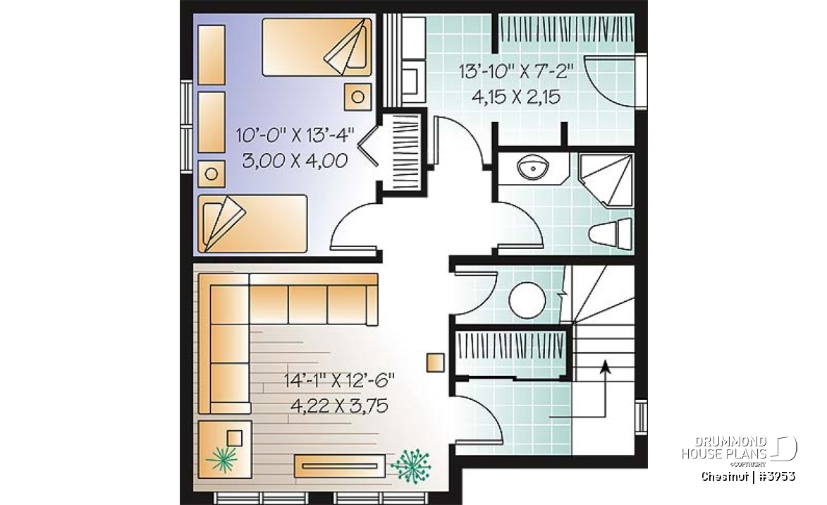 Finished basement (Optional $) - 1 to 3 bedroom cottage house plan, cathedral ceiling, great master suite, pantry, and more! - Chestnut
