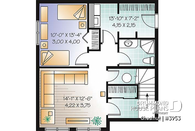 Finished basement (Optional $) - 1 to 3 bedroom cottage house plan, cathedral ceiling, great master suite, pantry, and more! - Chestnut