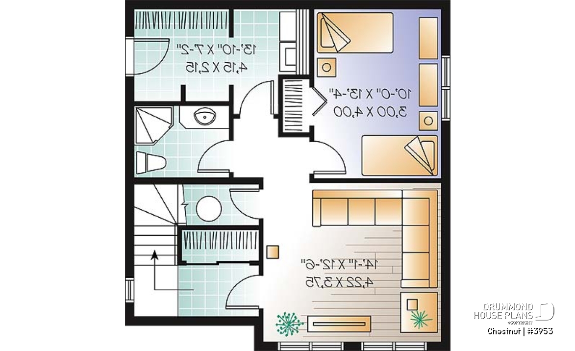 Finished basement (Optional $) - 1 to 3 bedroom cottage house plan, cathedral ceiling, great master suite, pantry, and more! - Chestnut