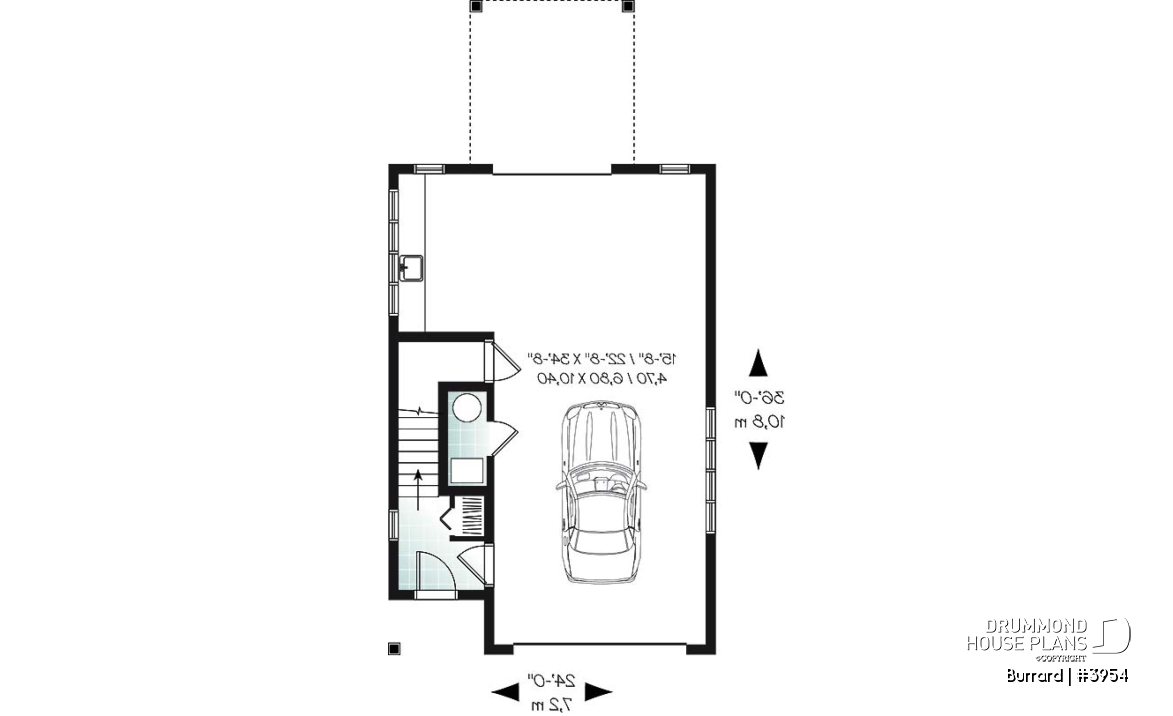 1st level - Garage plan with apartment on second floor, tandem style garage + workshop, cathedral ceiling in apartment - Burrard
