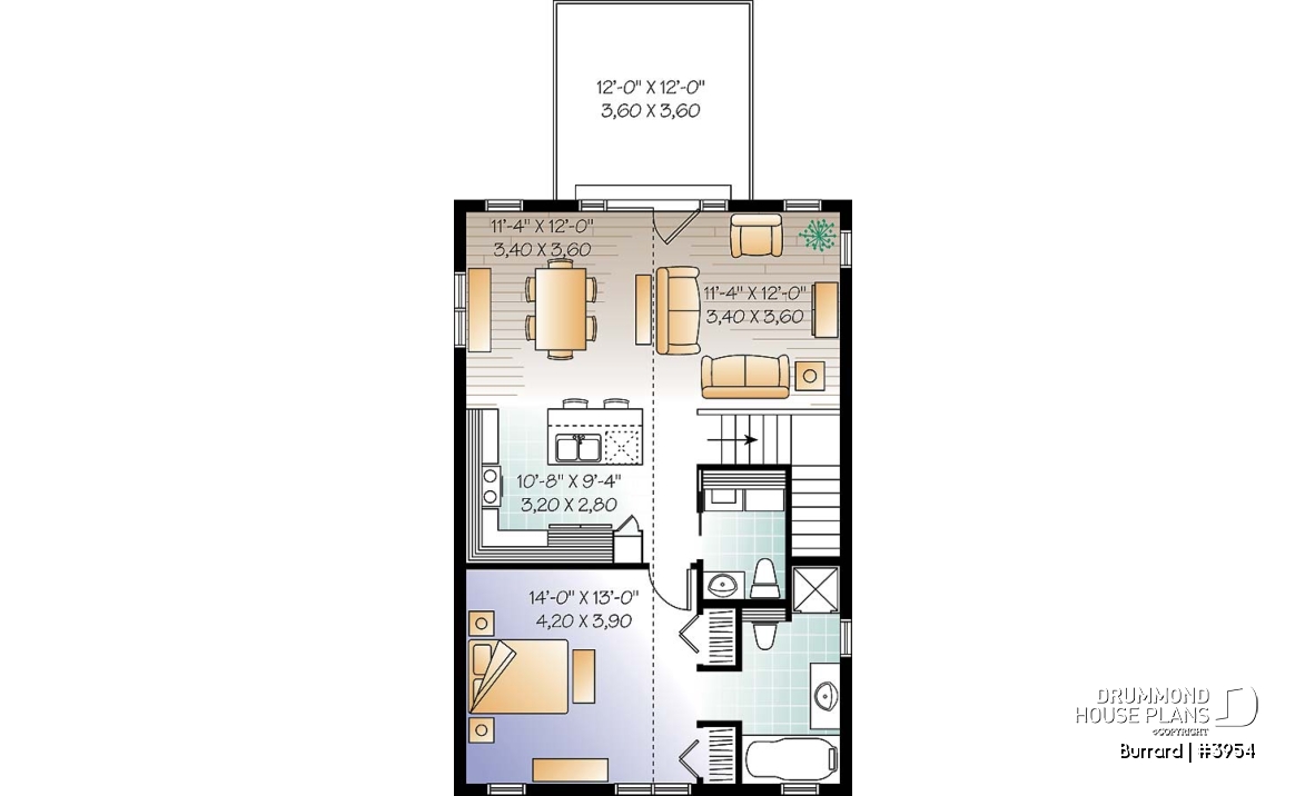 2nd level - Garage plan with apartment on second floor, tandem style garage + workshop, cathedral ceiling in apartment - Burrard