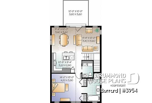 2nd level - Garage plan with apartment on second floor, tandem style garage + workshop, cathedral ceiling in apartment - Burrard