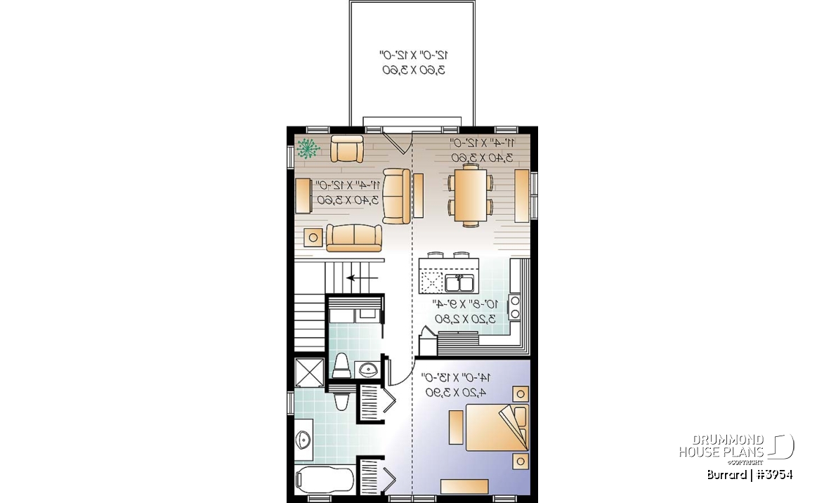 2nd level - Garage plan with apartment on second floor, tandem style garage + workshop, cathedral ceiling in apartment - Burrard