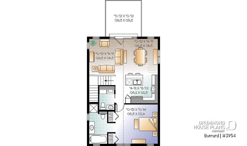2nd level - Garage plan with apartment on second floor, tandem style garage + workshop, cathedral ceiling in apartment - Burrard