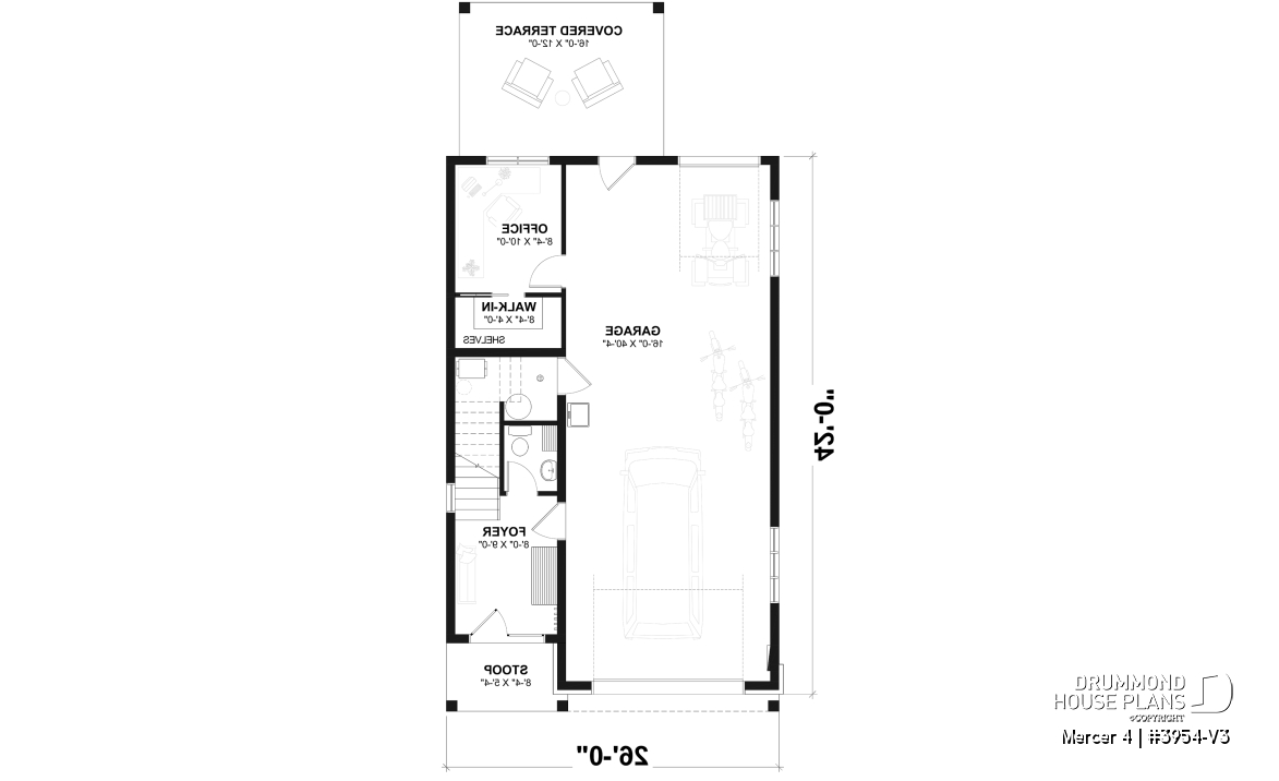 1st level - Two-car garage plan with a complete two-bedroom apartment above, ideal for waterfront properties or view lots. - Mercer 4