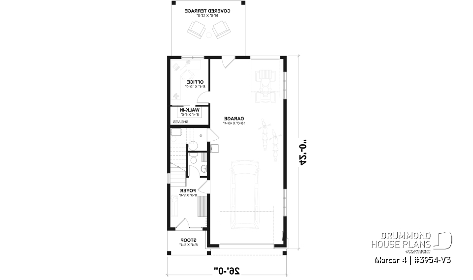 1st level - Two-car garage plan with a complete two-bedroom apartment above, ideal for waterfront properties or view lots. - Mercer 4