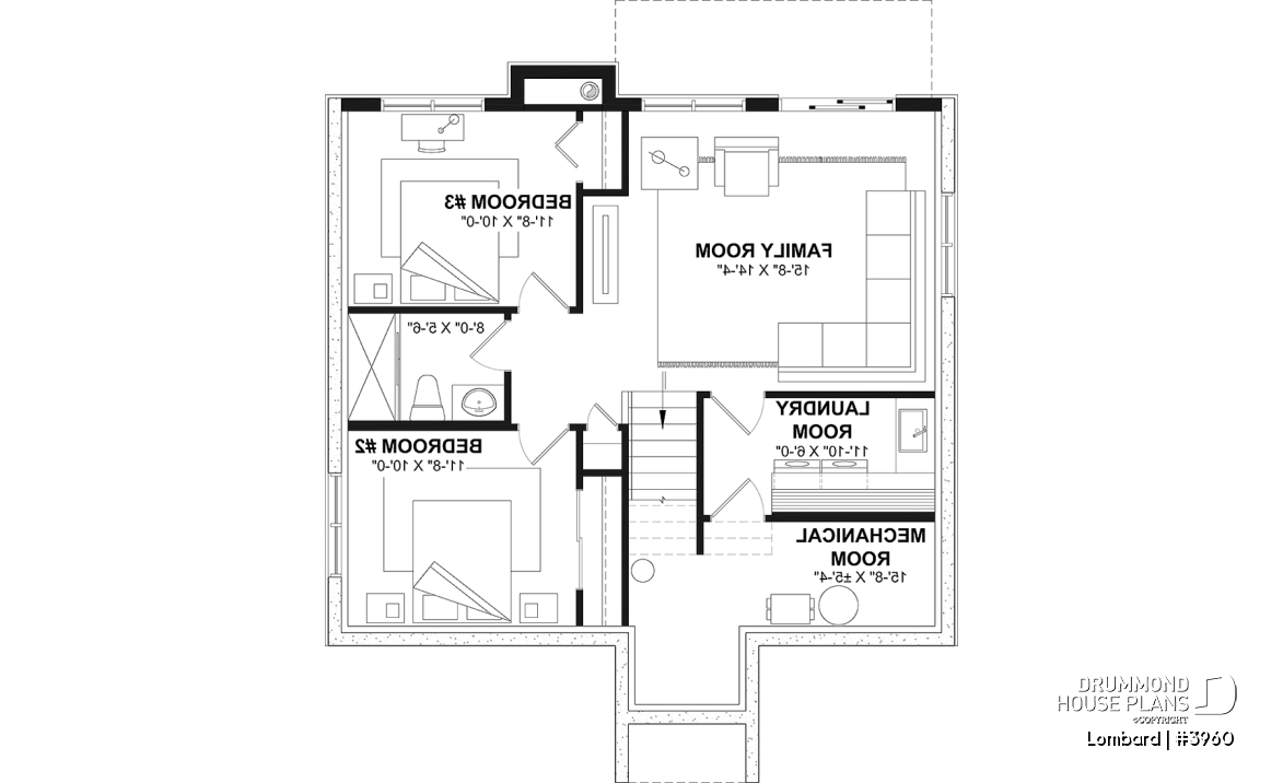 Basement - Modern Rustic Cottage Plan – Bright Layout with Central Fireplace, 3 Bedrooms &amp; Flexible Basement - Lombard