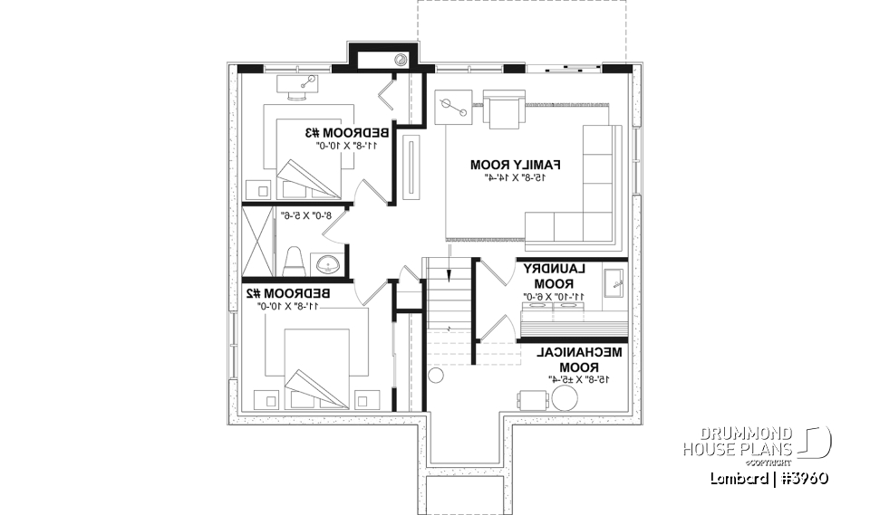 Basement - Modern Rustic Cottage Plan – Bright Layout with Central Fireplace, 3 Bedrooms &amp; Flexible Basement - Lombard