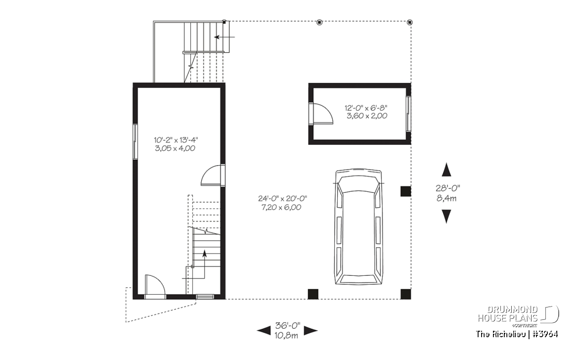 1st level - Contemporary waterfront cottage house plan, with open floor plan, designed to manage flood damaged - The Richelieu