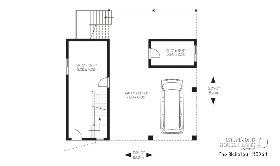 1st level - Contemporary waterfront cottage house plan, with open floor plan, designed to manage flood damaged - The Richelieu