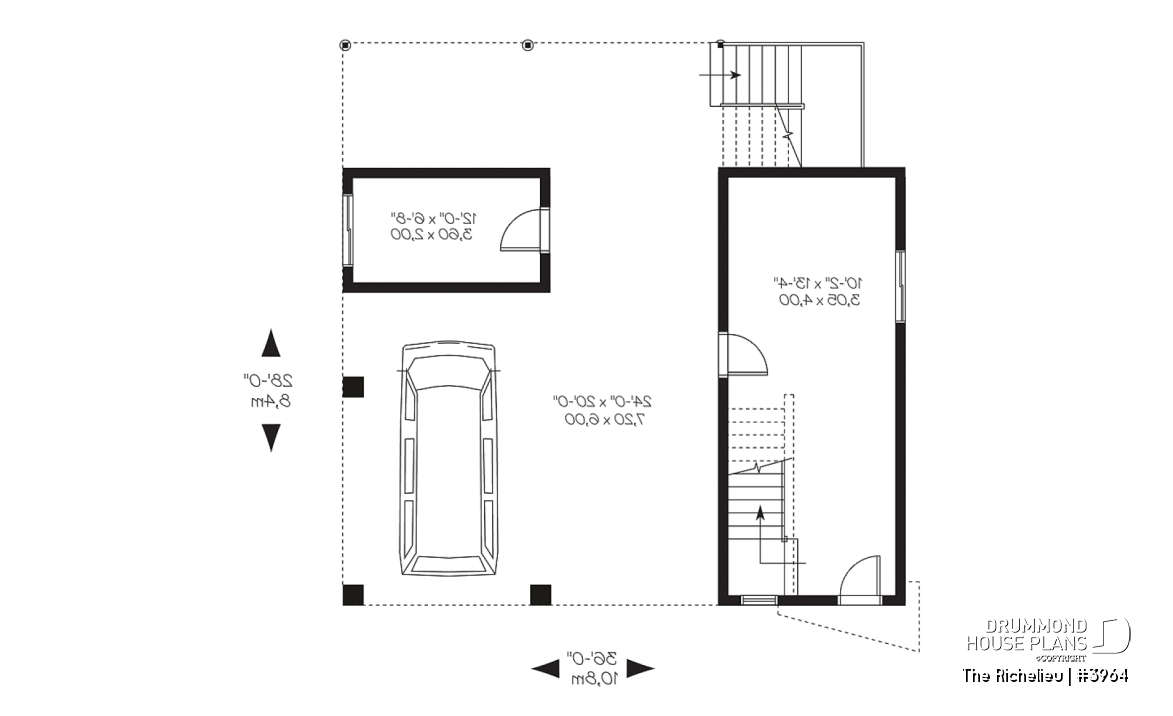 1st level - Contemporary waterfront cottage house plan, with open floor plan, designed to manage flood damaged - The Richelieu