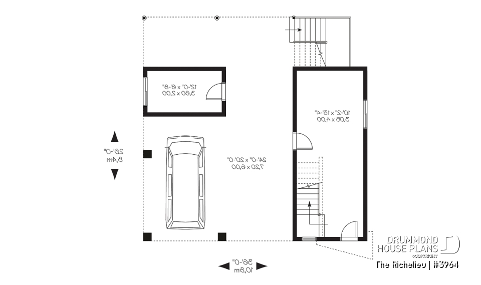 1st level - Contemporary waterfront cottage house plan, with open floor plan, designed to manage flood damaged - The Richelieu