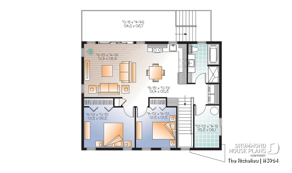 2nd level - Contemporary waterfront cottage house plan, with open floor plan, designed to manage flood damaged - The Richelieu