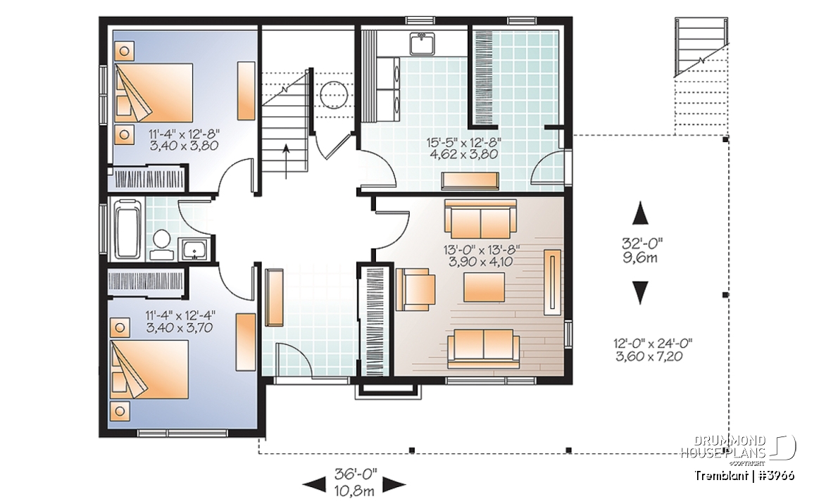 1st level - Contemporary cottage plan, 3-4 beds, 2 family rooms large balcony, main living on second floor  - Tremblant