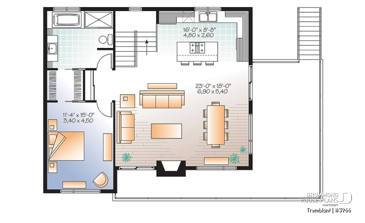 2nd level - Contemporary cottage plan, 3-4 beds, 2 family rooms large balcony, main living on second floor  - Tremblant