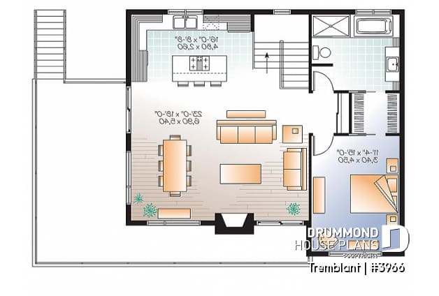 2nd level - Contemporary cottage plan, 3-4 beds, 2 family rooms large balcony, main living on second floor  - Tremblant