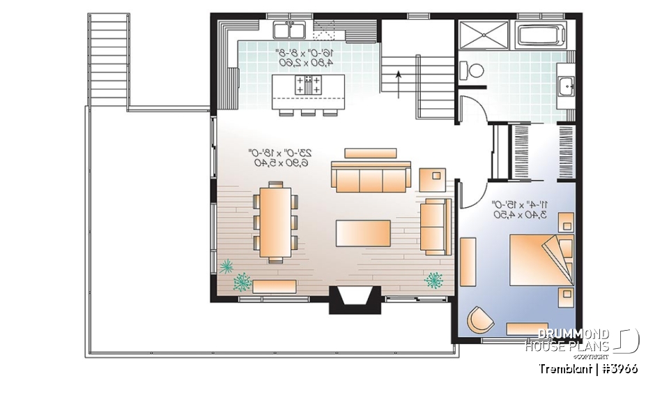 2nd level - Contemporary cottage plan, 3-4 beds, 2 family rooms large balcony, main living on second floor  - Tremblant