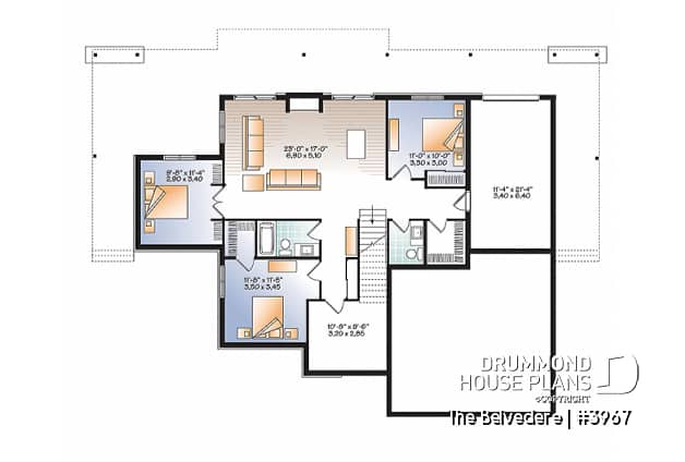 Basement - Lakefront house plan, 1 to 4 beds, open floor plans, large covered terrace, walkout basement, 2 family rooms - The Belvedere