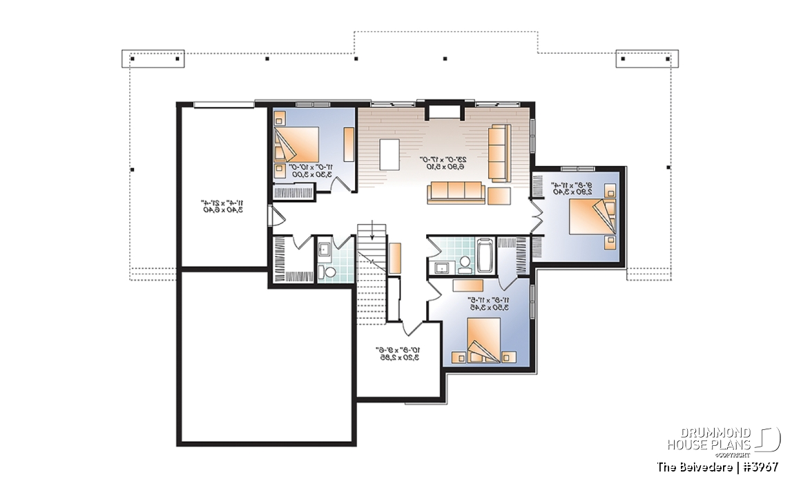 Basement - Lakefront house plan, 1 to 4 beds, open floor plans, large covered terrace, walkout basement, 2 family rooms - The Belvedere