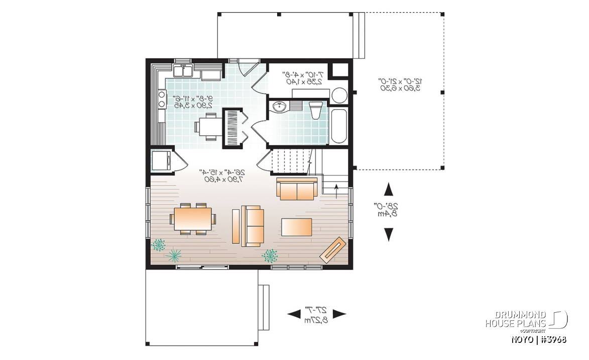 1st level - Affordable Small Modern Cottage, large covered deck, open floor plan, lots of natural lights - NOYO